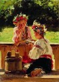 Mädchen erleichtert durch Sonne 1901 Vladimir Makovsky Kind